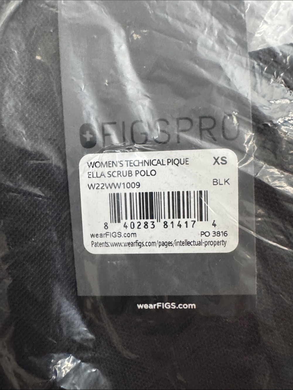 3 Pack Set NWT FIGS PRO Ella Scrub Polo Black XS (Fits Like Rafaela!) NEW IN BAG - Picture 3 of 4